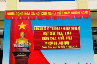 TRƯỜNG TIỂU HỌC KHÁNH TRUNG A TỔ CHỨC TUYÊN TRUYỀN, TRẢI NGHIỆM, THỰC HÀNH KỸ NĂNG PHÒNG CHÁY, CHỮA CHÁY  VÀ CỨU HỘ, CỨU NẠN