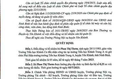 QĐ điều động và bổ nhiệm Cán bộ quản lý
