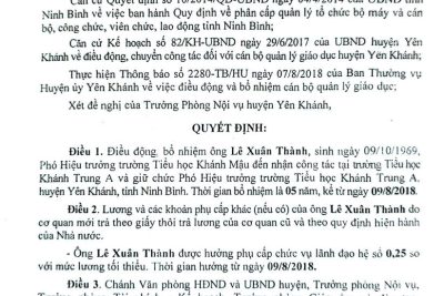 QĐ điều động, bổ nhiệm cán bộ quản lý