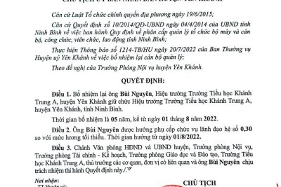 QĐ bổ nhiệm, điều động cán bộ quản lý